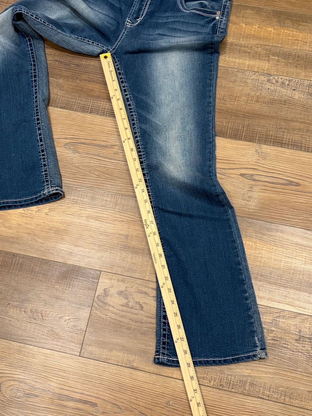 Wallflower Dark Blue Bootcut Jeans with Faded Front contract stitching - Picture 10 of 15